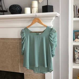 Sea foam green light, flowy top